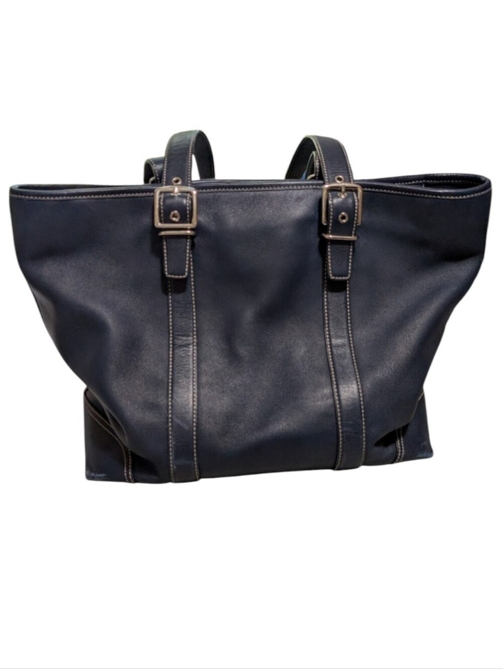 Coach Vintage Hamptons Large navy Leather Tote Shoulder Bag Purse 6491 Carryall